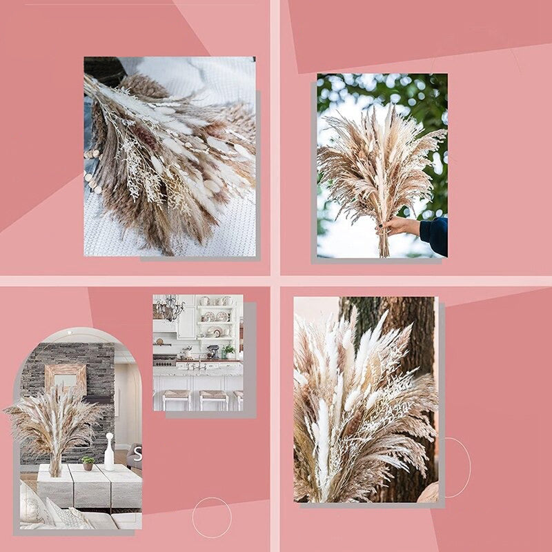 Boho Natural Dried Pampas Grass and Floral Bouquet