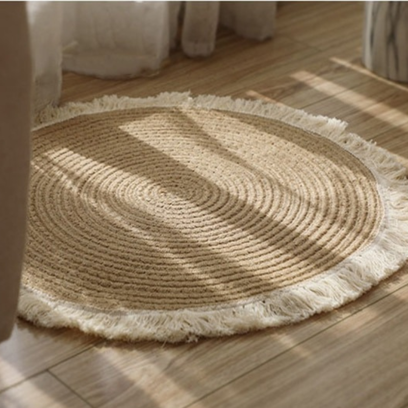 Natural Braided Jute Round Rug with Tassels Artes Designs