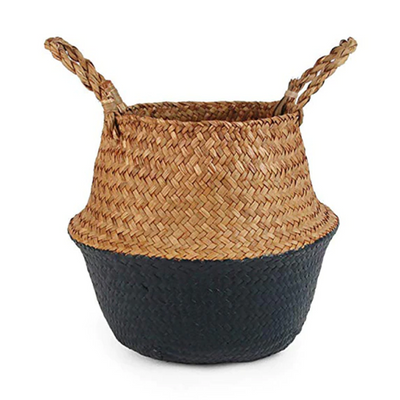 Seagrass Straw Baskets-Artes Designs-half black-27x27-