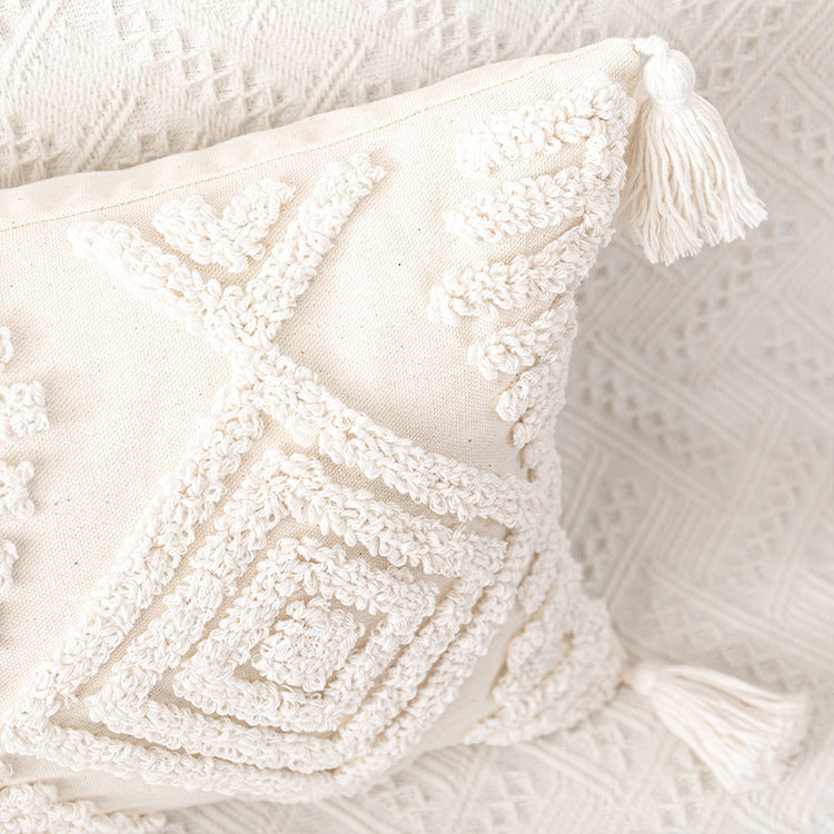 Ivory Neutral Cotton Quilted Pillow Protector Cushion Cover