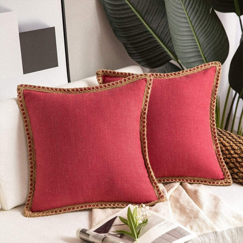 'Aloiza' Cushion Covers-Pillows-Rose red-50x50cm-Pillow-Artes Designs