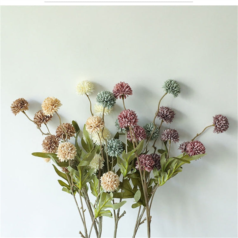 'Dandelion' Pompom Artificial Flowers-Flowers-Dark Purple-One Bunch of 5 Flowers-Artificial Flower, Flower, Plants-Artes Designs
