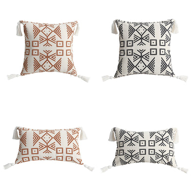 Evaro Tassel Cushion Cover Geometric Printed Pillow Cover