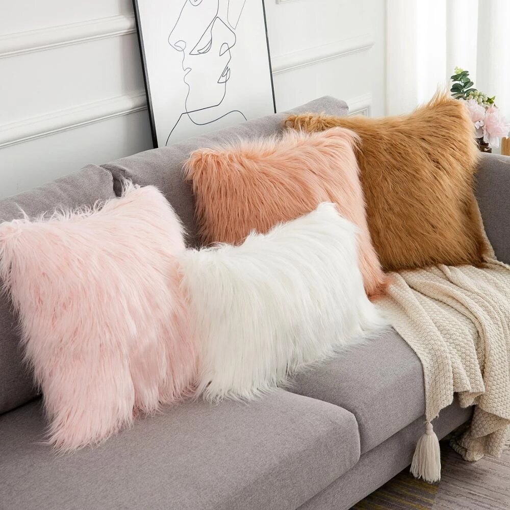 'Furly' Cushion Cover-Pillows-Pink-Pillow, Pillow Cover-Artes Designs