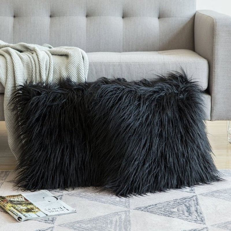 'Furly' Cushion Cover-Pillows-Black-Pillow, Pillow Cover-Artes Designs