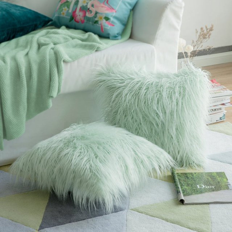 'Furly' Cushion Cover-Pillows-Green-Pillow, Pillow Cover-Artes Designs