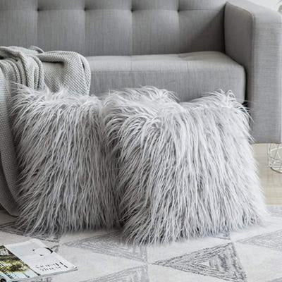 'Furly' Cushion Cover-Pillows-Light Grey-Pillow, Pillow Cover-Artes Designs