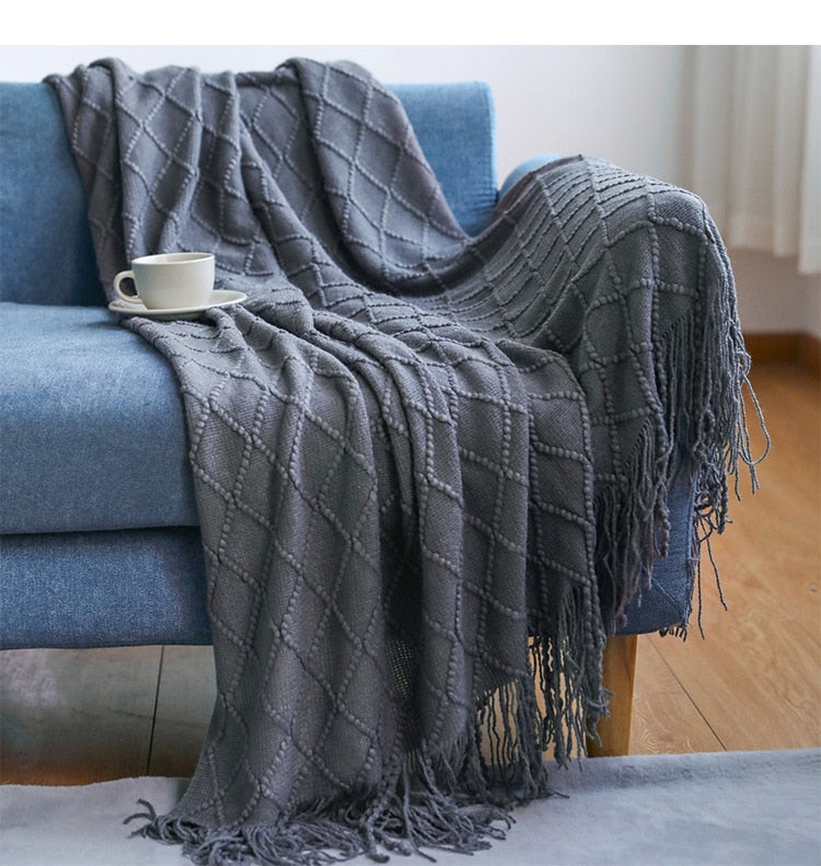 'Aelon' Knitted Blanket Chunky Throw Plaids