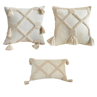Haven Geometric Cotton Woven Pillow Cover Nordic Beige Pillow Case