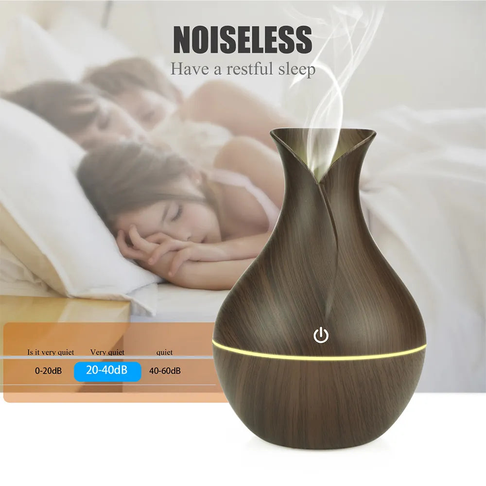 'Acorn' Ultrasonic Wood Grain Vase Air Humidifier