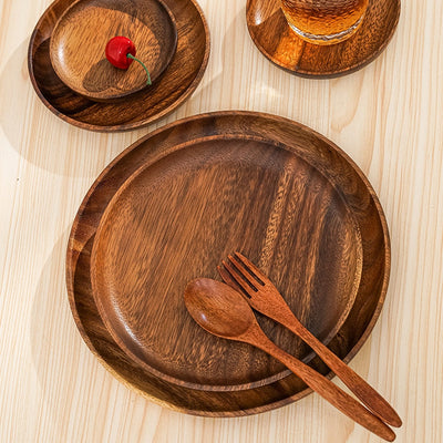 'Jody' Round Wood Plates-Plates-Acacia Wood Plate S-Kitchen, Kitchen accessories, Plates, Wood tableware-Artes Designs