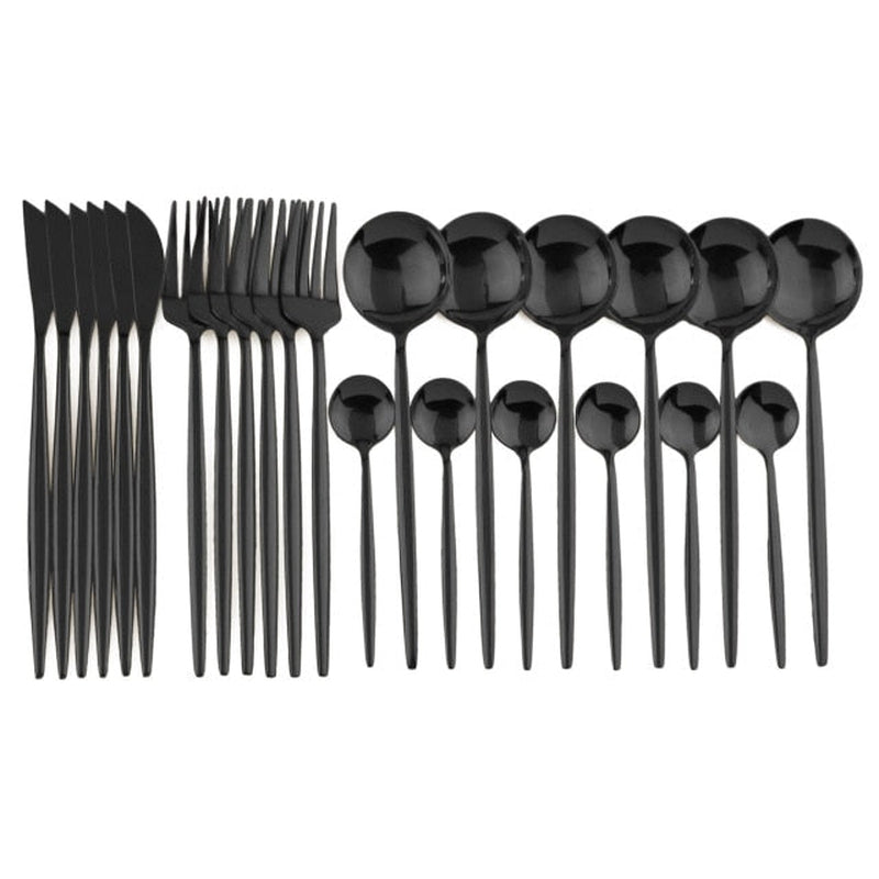 'Legance' Dinnerware Set-Spoons-Black-Dinnerware, Kitchen, Kitchen accessories, Spoons, Stainless Steel spoon-Artes Designs