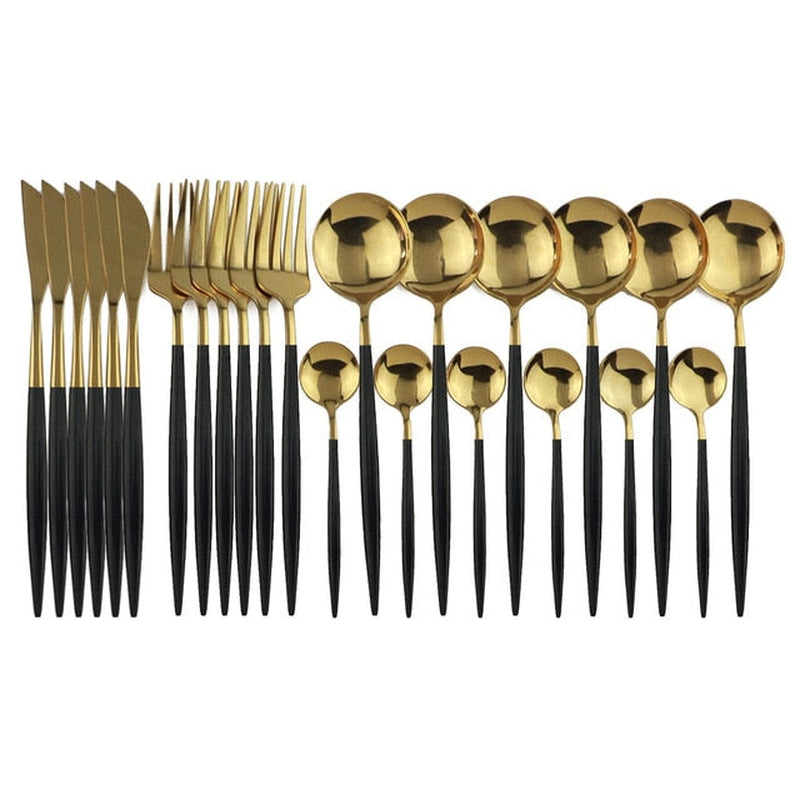 'Legance' Dinnerware Set-Spoons-Black Gold-Dinnerware, Kitchen, Kitchen accessories, Spoons, Stainless Steel spoon-Artes Designs