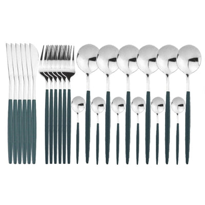 'Legance' Dinnerware Set-Spoons-Green Silver-Dinnerware, Kitchen, Kitchen accessories, Spoons, Stainless Steel spoon-Artes Designs