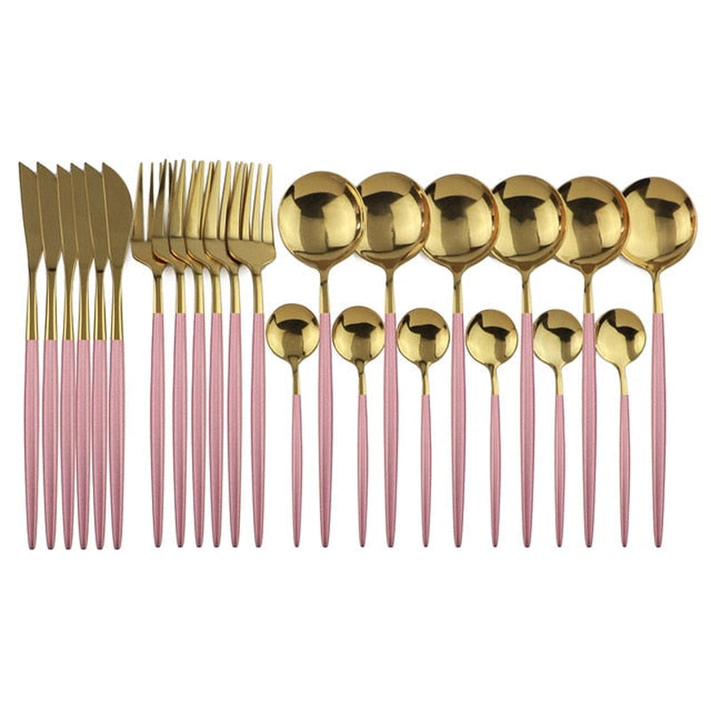 'Legance' Dinnerware Set-Spoons-Pink Gold-Dinnerware, Kitchen, Kitchen accessories, Spoons, Stainless Steel spoon-Artes Designs