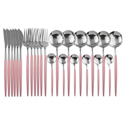 'Legance' Dinnerware Set-Spoons-Pink Silver-Dinnerware, Kitchen, Kitchen accessories, Spoons, Stainless Steel spoon-Artes Designs