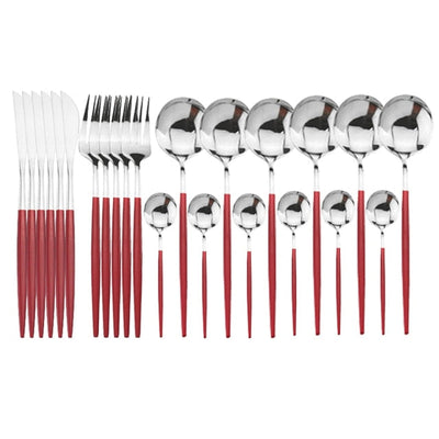 'Legance' Dinnerware Set-Spoons-Red Silver-Dinnerware, Kitchen, Kitchen accessories, Spoons, Stainless Steel spoon-Artes Designs
