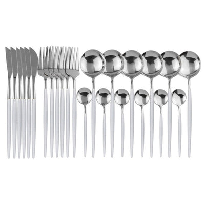 'Legance' Dinnerware Set-Spoons-White Silver-Dinnerware, Kitchen, Kitchen accessories, Spoons, Stainless Steel spoon-Artes Designs