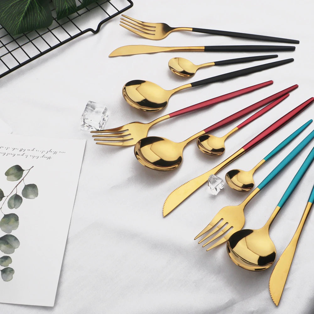 'Legance' Dinnerware Set-Spoons-Gold-Dinnerware, Kitchen, Kitchen accessories, Spoons, Stainless Steel spoon-Artes Designs