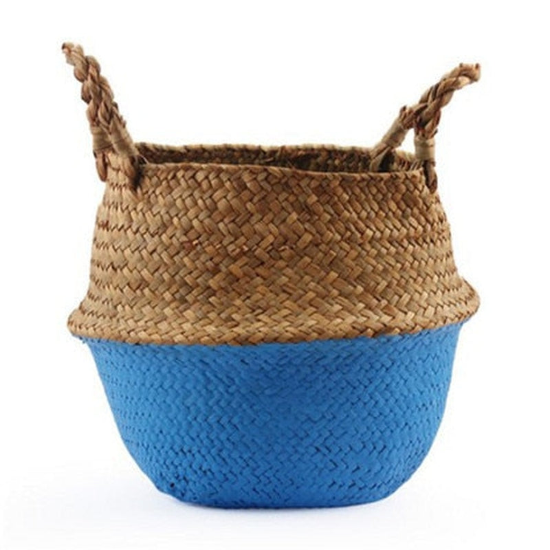 Seagrass Straw Baskets-Baskets-half blue-32x32-Basket-Artes Designs