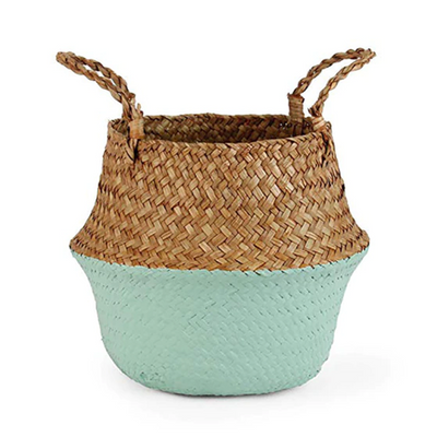 Seagrass Straw Baskets-Artes Designs-half green-27x27-