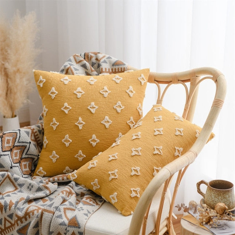 'Starsy' Cushion Cover-Pillows-Yellow-50x50cm-Pillow, Pillow Cover-Artes Designs