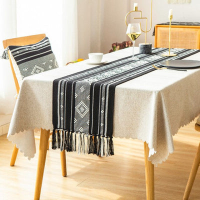 'Tavle' Table Runner-Tablecloths-B-Table Runner, Tablecloths, Tassel-Artes Designs