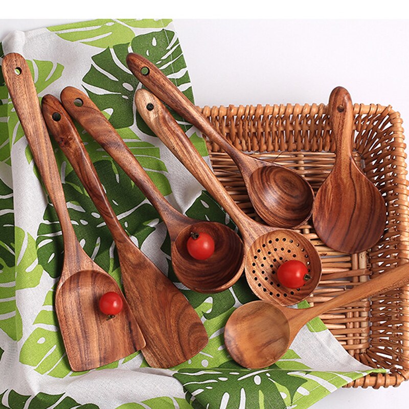 Non stick Teak Wooden Spoons For Comfortable Cooking Soft - Temu
