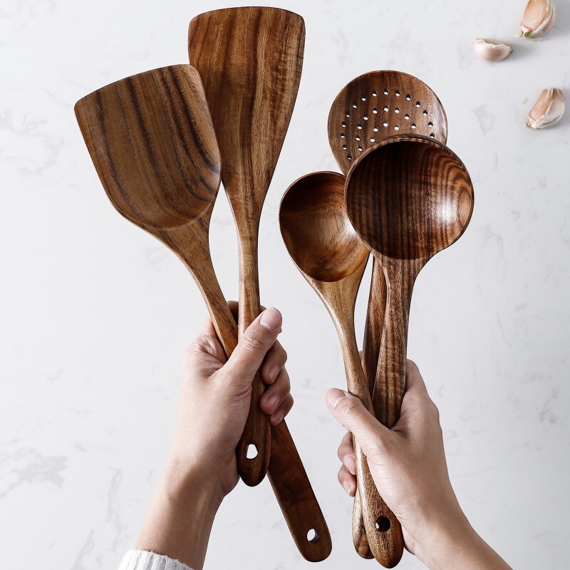 Teak Natural Wooden Spoon Tableware Non-Stick Cookware – Artes Designs