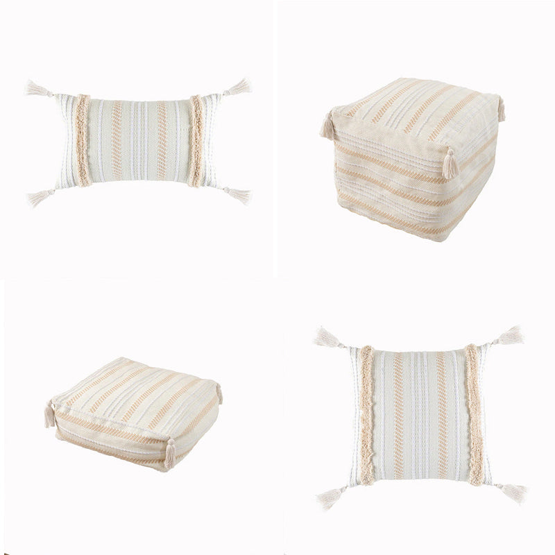 Vasko Striped Tufted Pillow Case Linen Decorative Cushion Cover