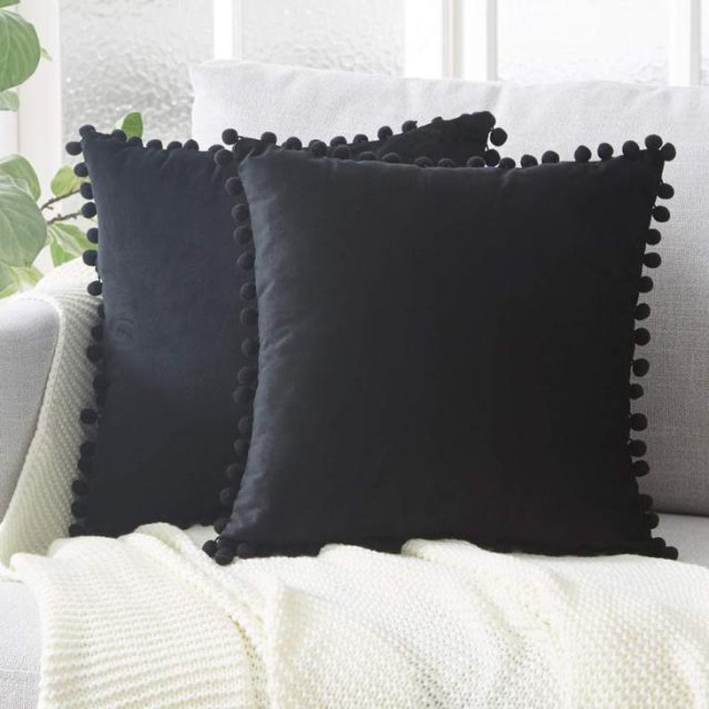 Velvet Cushion Cover-Pillows-Black-45x45-Pillow-Artes Designs
