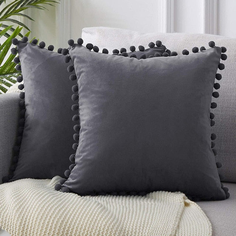 Velvet Cushion Cover-Pillows-Grey-45x45-Pillow-Artes Designs