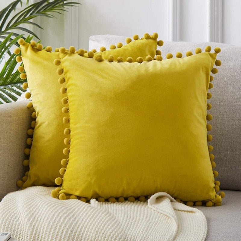 Velvet Cushion Cover-Pillows-Lemon Y-45x45-Pillow-Artes Designs