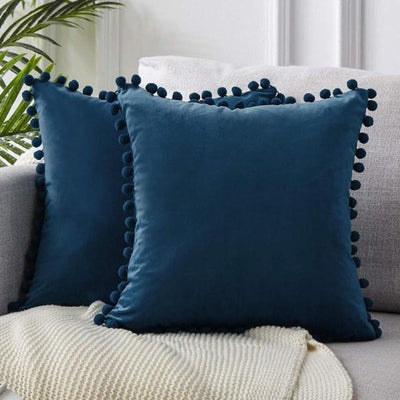 Velvet Cushion Cover-Pillows-Navy Blue-45x45-Pillow-Artes Designs