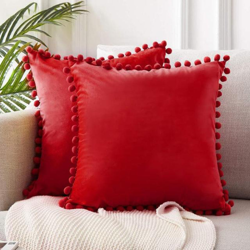 Velvet Cushion Cover-Pillows-Red-45x45-Pillow-Artes Designs
