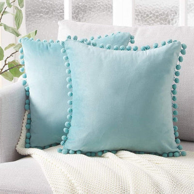 Velvet Cushion Cover-Pillows-Sky Blue-45x45-Pillow-Artes Designs