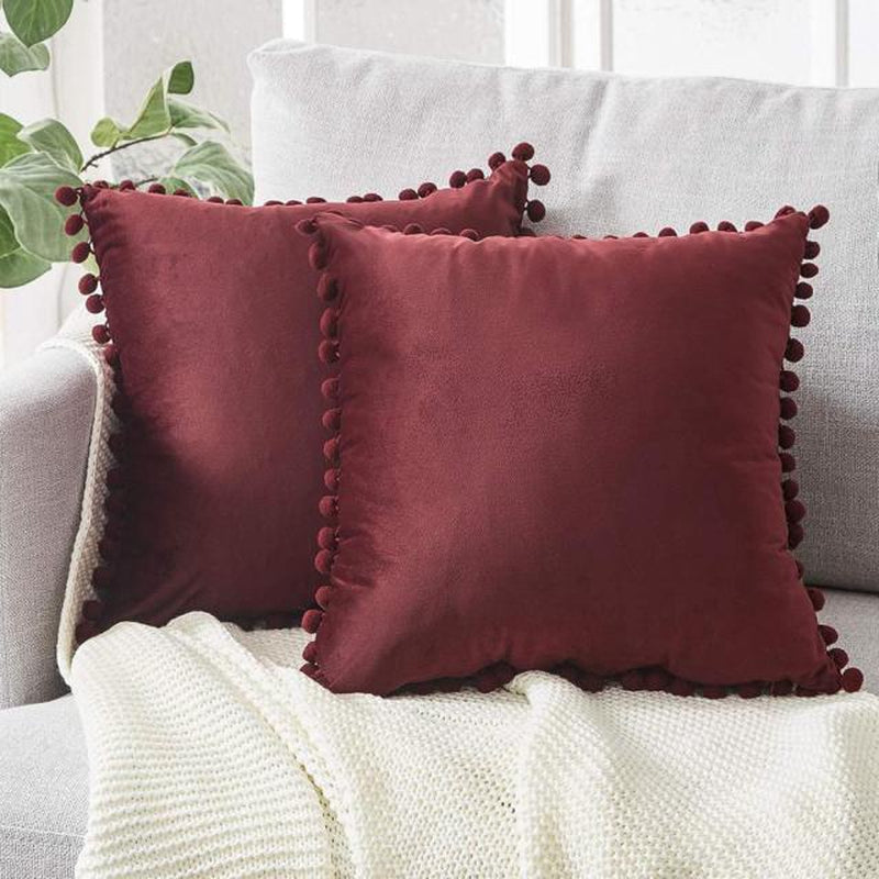 Velvet Cushion Cover-Pillows-Wine Red-45x45-Pillow-Artes Designs