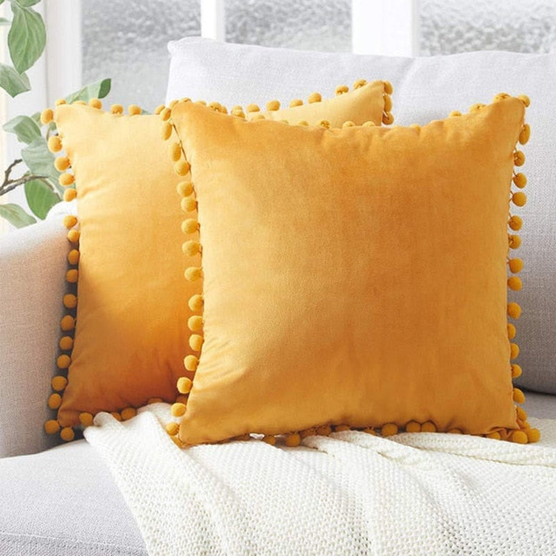 Velvet Cushion Cover-Pillows-Yellow-45x45-Pillow-Artes Designs
