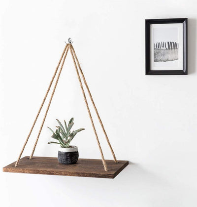 Wooden Rope Swing-Shelfs-Carbonized-1 Shelf-Shelfs, Wall Decoration-Artes Designs