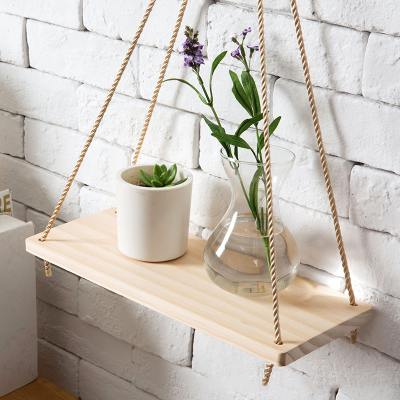 Wooden Rope Swing-Shelfs-Wood-1 Shelf-Shelfs, Wall Decoration-Artes Designs