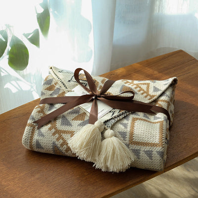 Zella Sofa Blankets Bohemian Style Cotton Knitted Blanket