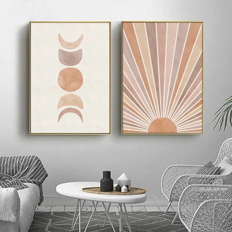 Canvas Abstract Landscape Sun And Moon Wall Artworks