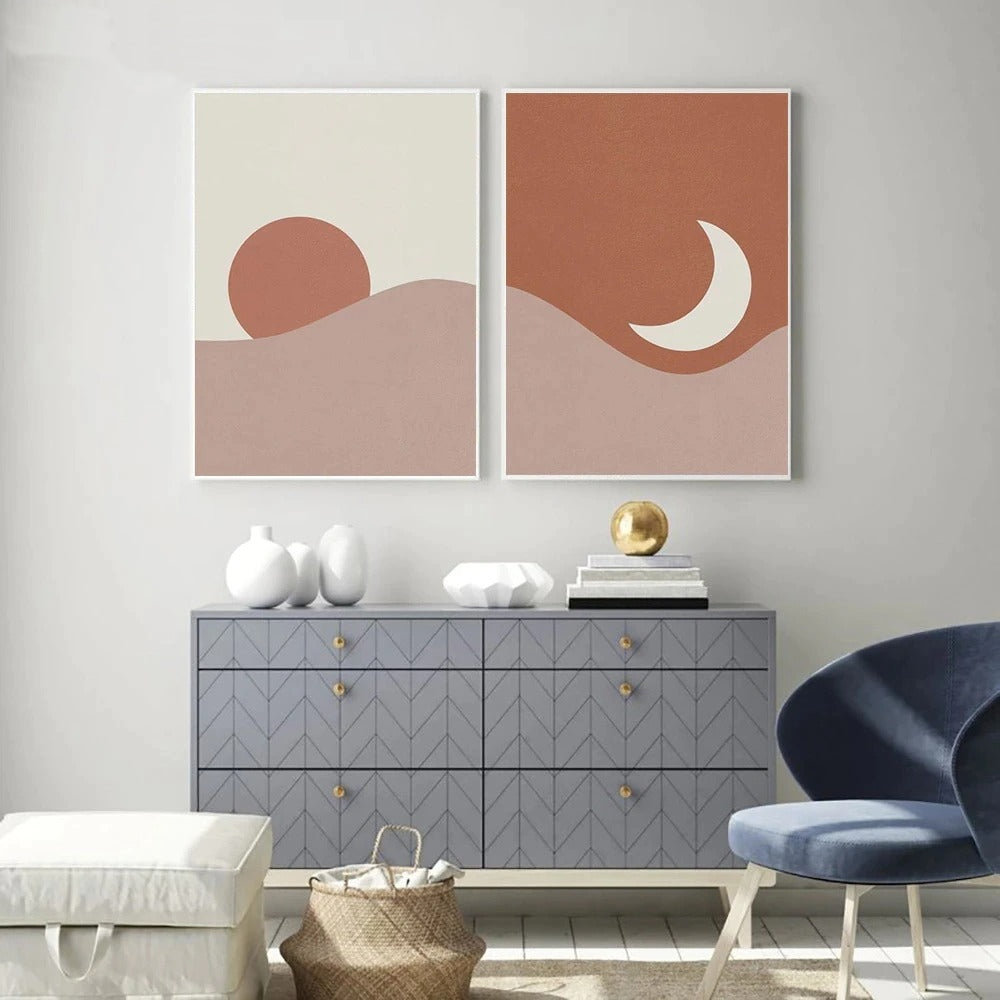 Nordic Sun And Moon Visual Canvas Artworks