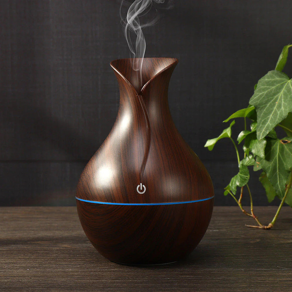 'Acorn' Ultrasonic Wood Grain Vase Air Humidifier
