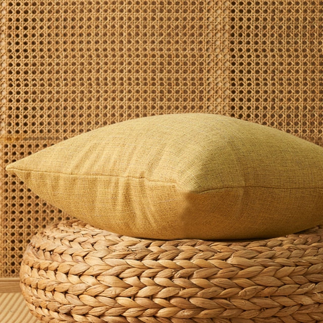 Jaakoo Cotton Pillow Cover-Pillows-Plain Yellow-45x45-Pillow-Artes Designs