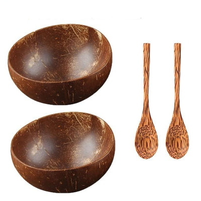 'Coco' Shell Bowl-Bowls-2 Spoons & 2 Bowls-Bowls, Coconut Bowl, Kitchen, Kitchen accessories, Spoon Set Bowl, Tableware, Wood tableware-Artes Designs