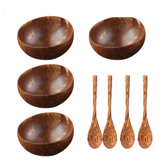 'Coco' Shell Bowl-Bowls-4 Spoons & 4 Bowls-Bowls, Coconut Bowl, Kitchen, Kitchen accessories, Spoon Set Bowl, Tableware, Wood tableware-Artes Designs