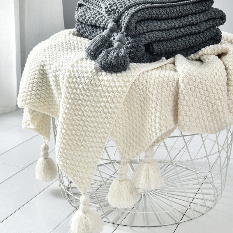 'Gopy' Hand-knitted Blanket-Blankets-Gray-70x100cm-Blanket, Cushion-Artes Designs