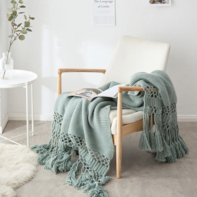 'Gopy' Hand-knitted Blanket-Blankets-Green-150x200cm-Blanket, Cushion-Artes Designs
