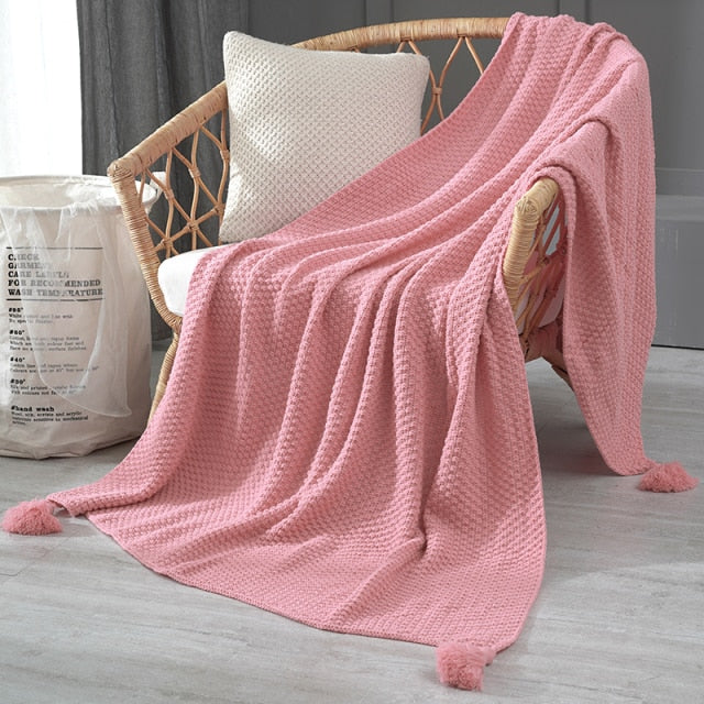 'Gopy' Hand-knitted Blanket-Blankets-Pink-70x100cm-Blanket, Cushion-Artes Designs